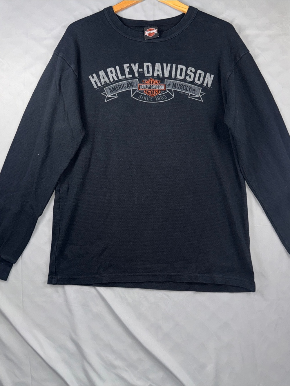 Harley Davidson Shirt Mens Large Black Long Sleeve Amarillo Route 66 Graphic Tee